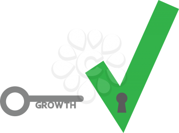 Vector green check mark  with growth key.