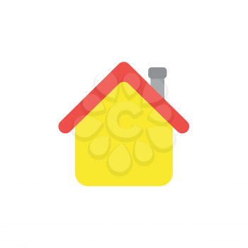 Flat design style vector illustration concept of yellow house symbol icon with red roof and grey flue on white background.