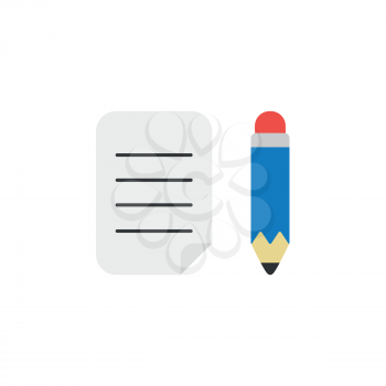 Flat design style vector illustration concept of written paper with blue pencil symbol icon on white background.