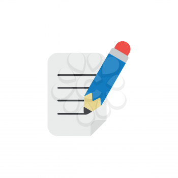 Flat design style vector illustration concept of writing paper with blue pen symbol icon on white background.