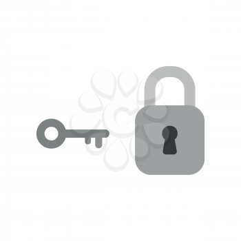 Flat design style vector illustration concept of grey and grey closed locked padlock symbol icon on white background.
