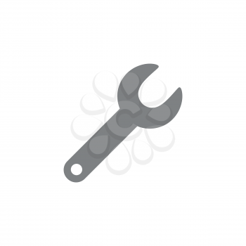 Flat design style vector illustration of grey spanner icon on white background.