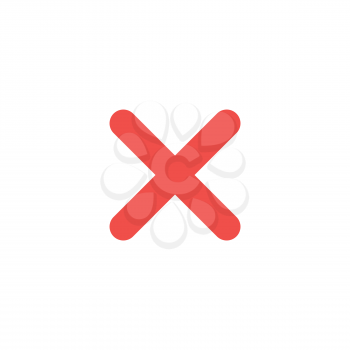 Flat design style vector illustration of red x mark  icon on white background.