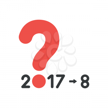 Vector illustration icon concept of year of 2017 with question mark and number 8.