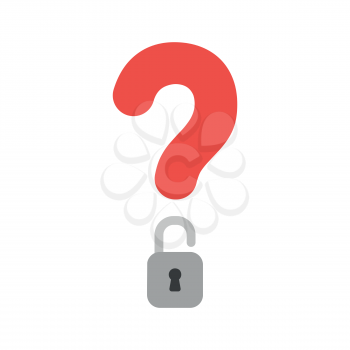 Vector illustration icon concept of question mark with opened padlock.