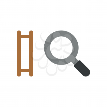 Vector illustration icon concept of ladder missing steps with magnifying glass.