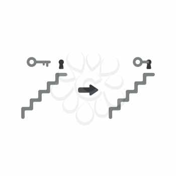 Vector illustration icon concept of keyhole on top of stairs and key unlock.