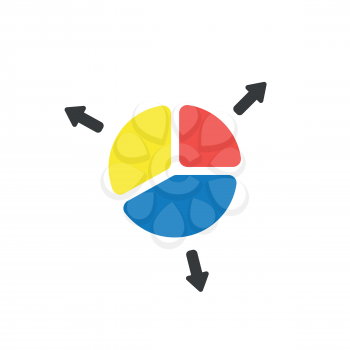 Vector illustration icon concept of three parts of diagram pie.