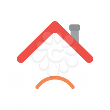 Vector illustration icon concept of house roof with sulking mouth.