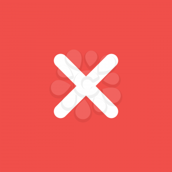 Flat vector icon concept of x mark on red background.