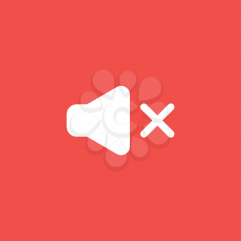 Flat vector icon concept of sound on symbol off red background.