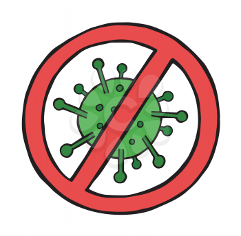 Hand drawn vector illustration of Wuhan corona virus, covid-19. No virus sign.