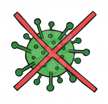 Hand drawn vector illustration of Wuhan corona virus, covid-19. Stop virus. 