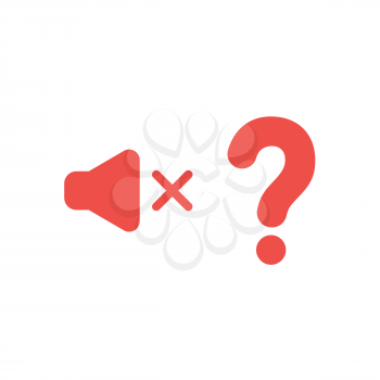 Flat design vector illustration concept of red speaker sound symbol icon off with question mark.