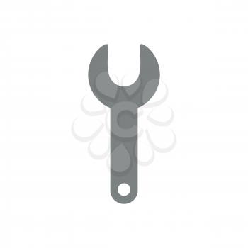 Flat design vector illustration of grey spanner symbol icon.