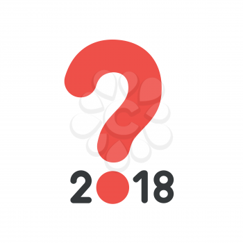 Vector illustration concept of year of 2018 with red question mark icon.