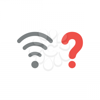 Vector illustration concept of grey wireless wifi symbol with red question mark icon.