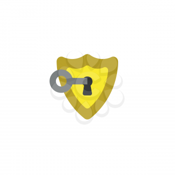 Vector illustration concept of keyhole inside shield guard icon and key unlock or lock.