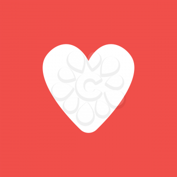 Flat vector icon concept of heart shape on red background.