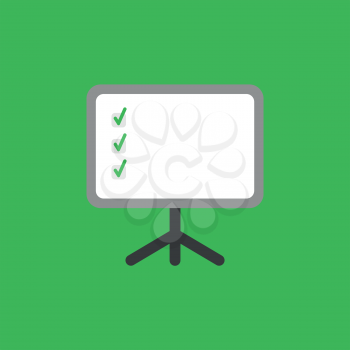 Flat vector icon concept of presentation chart with three check marks on green background.