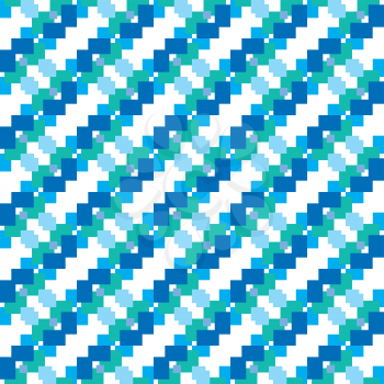 Seamless pattern texture vector background with geometric shapes, colored in blue, green and white colors.