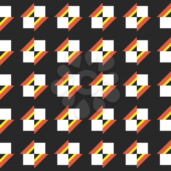 Vector seamless pattern texture background with geometric shapes, colored in black, orange, yellow and white colors.
