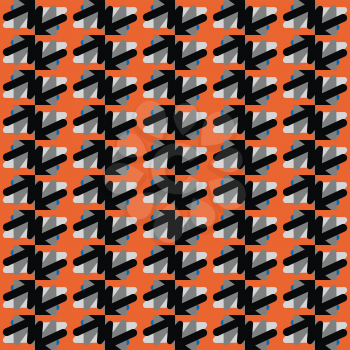 Vector seamless pattern texture background with geometric shapes, colored in orange, blue, grey and black colors.