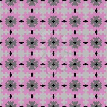 Vector seamless pattern texture background with geometric shapes, colored in pink, grey and black colors.