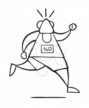 Vector illustration cartoon old athlete man running.