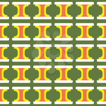 Vector seamless pattern texture background with geometric shapes, colored in green, yellow, orange and white colors.