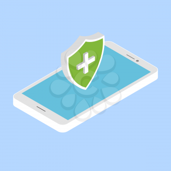 Protect your phone from viruses. Vector illustration .