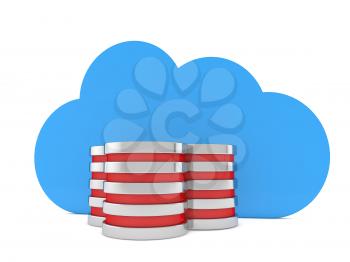 Global data storage and cloud on white background. 3d render illustration.