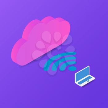 Connecting to the Internet using Wi-Fi. Vector illustration .