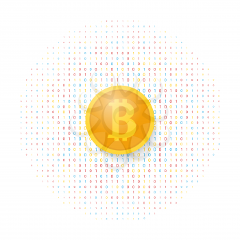 Bitcoin on a digital background. Vector illustration .