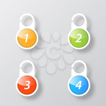 Set of colored coat hangers on the door to remind you. Vector illustration .