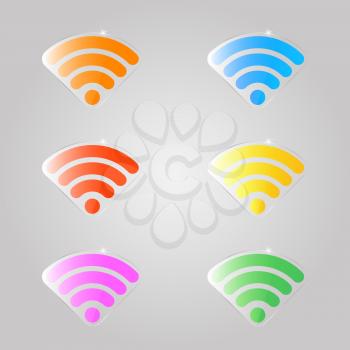 A set of colored signs for a wifi. Vector illustration .