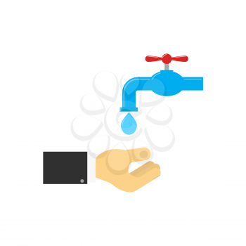 Hand washing under running water. Vector illustration .