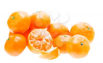 Peeled Tasty Sweet Tangerine Orange Mandarin Fruit Isolated On White Background