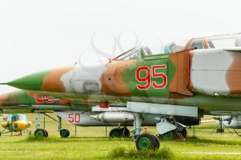 MINSK, BELARUS - JUN 04, 2014: The Sukhoi Su-24 Fencer supersonic, all-weather attack aircraft in Belarusian Aviation Museum (in Borovoe), June 04, 2014 in Minsk, Belarus