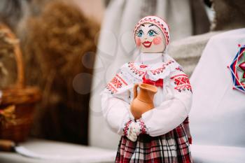 Belarusian Folk Doll. National Traditional Folk Dolls Are Popular Souvenirs From Belarus.