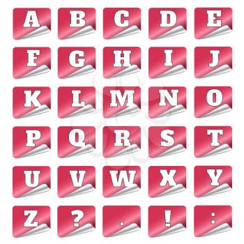 Alphabet on red note stickers