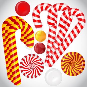 Vector set with different red and white candies