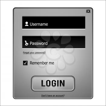 Vector login form on white background