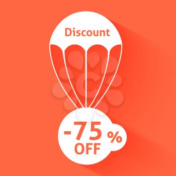 Discount parachute with text of the size of the discount
