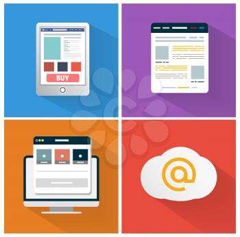 Modern app icon of browser business concept in flat design. Office and business work elements. Set for web and mobile applications of smartphone, browser, internet cloud