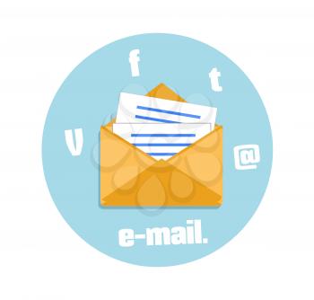 Open envelope with e-mail sign icon