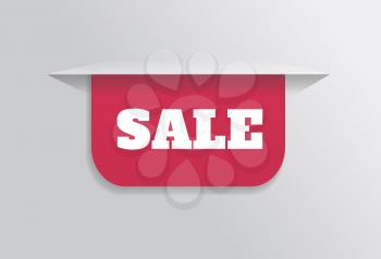 Bookmark, sticker, label, tag with text sale on gray background