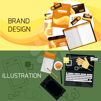 Brand Design. Corporate identity template. Company style. Web Design in flat design