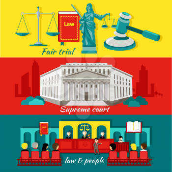 Concept high court and justice. Fair trial, law and people, justice and judgment,litigation and  jurisdiction, courthouse and legislation, prosecution and barrister, tribunal verdict illustration