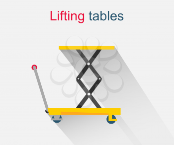 Lifting tables icon design style. Elevator and weight lifting, lift button, lift platform, industrial equipment, hydraulic cargo, mechanical machine for warehouse illustration
